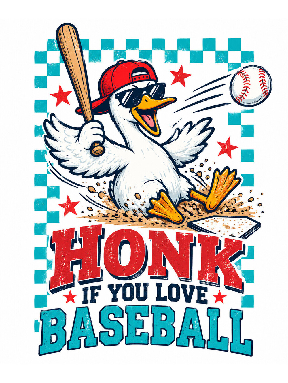 4Pcs Funny Baseball Goose DTF Transfers 10" Honk Heat Press Shirt Design